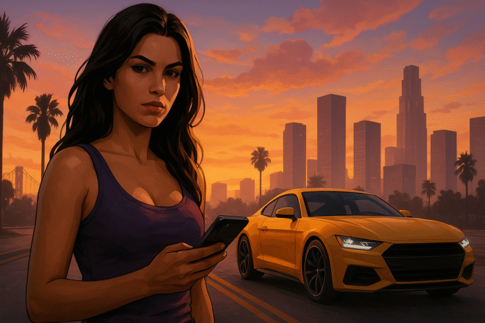 GTA 6 New Leak Could Change Everything with city skyline and sports car